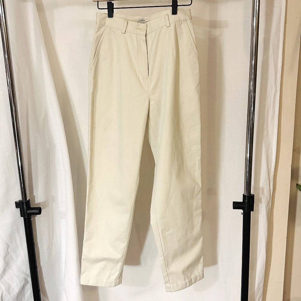 Vintage LL Bean Cream Cotton Trousers Ankle 6